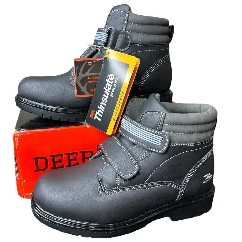 NEW Deer Stags Kids' Marker Waterproof Black/Grey Work Boot 2.5M
